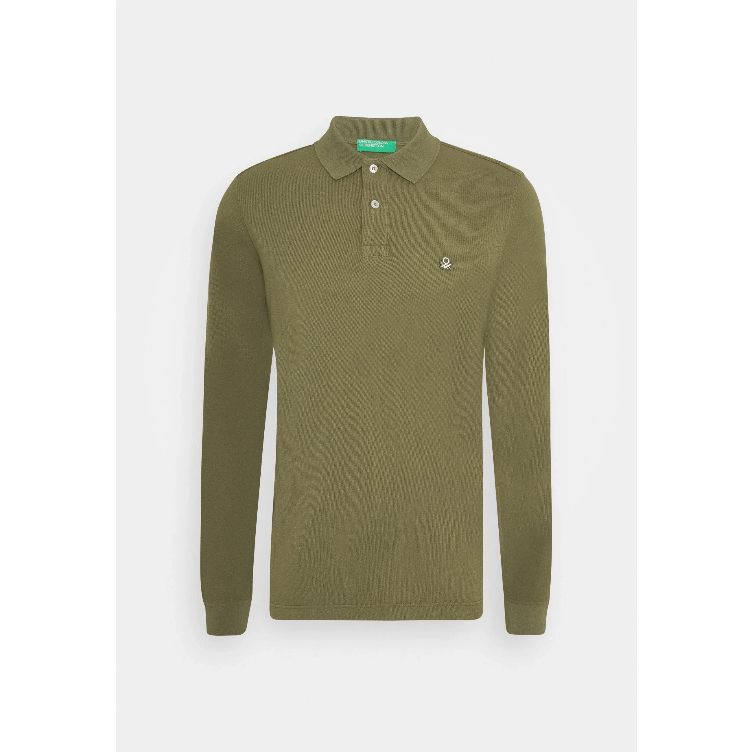 United Colors of Benetton Men's Dark Green Cotton Long Sleeve Polo - Gomix Brands Outlet